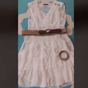 Nanette Lepore summer White tiered ruffle wrap dress liner pockets outfit